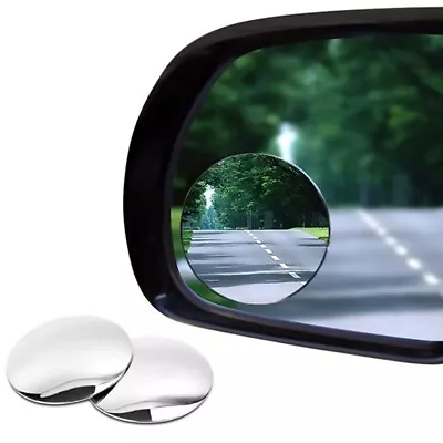 2Pcs Round Blind Spot Mirror HD Glass Frameless Convex Rear View 360° Stick On • $1.99