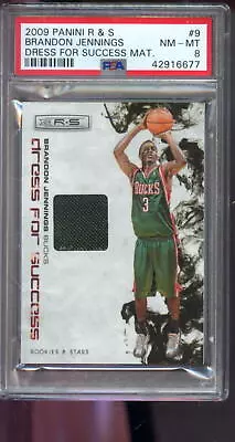 2009-10 Panini Rookies Stars Dress Success Jersey Brandon Jennings ROOKIE PSA 8 • $19.96