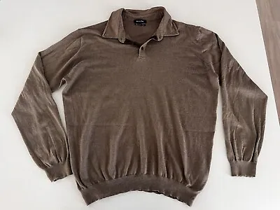 Massimo Dutti Men’s Brown Cashmere Silk Cotton Blend Sweater Jumper Sz XXL 44 • $45