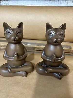 2 Yoga Pose Zen Meditation Cat Kitty Sculpture Statue Home Decor 6.5” • $33