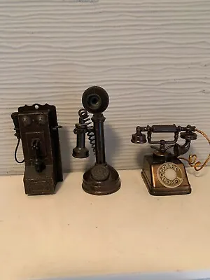 Lot Of 3 Vintage Die Cast Metal Pencil Sharpeners - Telephones With Moving Parts • $5.99