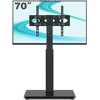 Universal Floor TV Stand With Swivel Mount For 32-70 Inch TVs Glass Base • $58.99