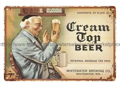 Cream Top Beer Bar Table Diner Metal Tin Sign Redecorating Bedroom Ideas • $18.98