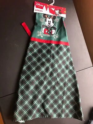 Disney Mickey Mouse Christmas Kitchen Baking Apron Yuletide Fun Green Reindeer • $17.99