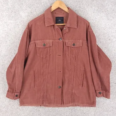 $28.99 • Buy ZARA Jacket Women Medium Corduroy Button Up Shirt Pink Oversized Trucker