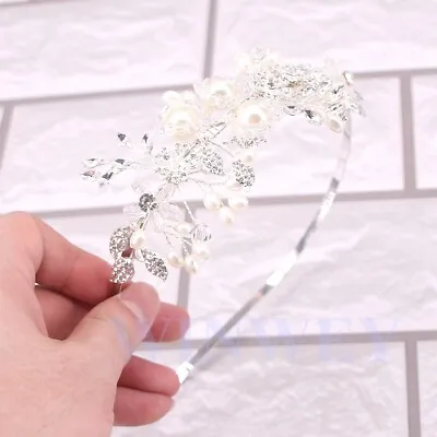 £13.66 • Buy Bridal Wedding Headband Crystal Flower Tiara Crown Pearl Rhinestone Hair Band