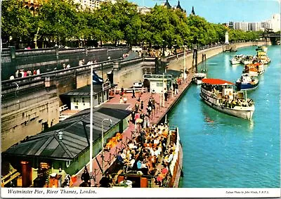 Continental Size Postcard Westminster Pier River Thames London U.k. Mailed 1972 • $7.99