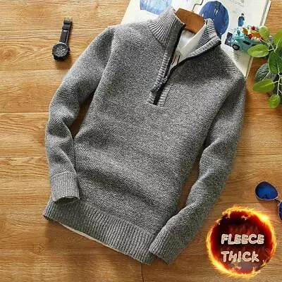 Winter Men's Fleece Sweater Half Zipper Turtleneck Warm Pullover 2023 Fashion • $29.95