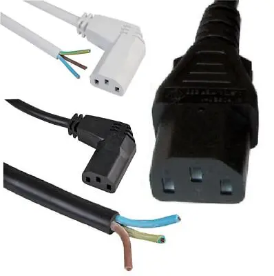 £2.99 • Buy Bare Ends C13 IEC Kettle Lead 10A Power Cable PC Monitor Straight / Right Angled
