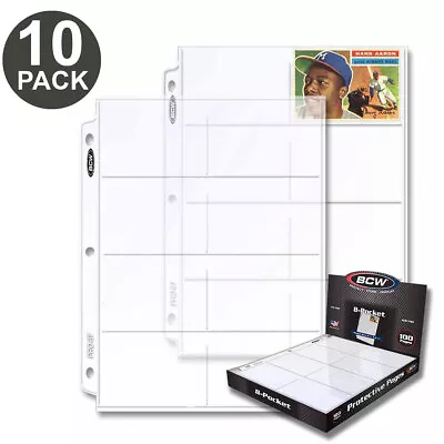 Lot Of 10 BCW Pro 8 Pocket Pages Trading Card / Coupon Album Binder Sheets New • $5.99