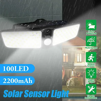 100 LED Dual Security Detector Solar Spot Light Motion Sensor Outdoor Floodlight • $19.95