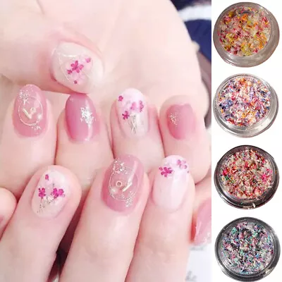 3D Dried Flowers Nails Art Accessories Charms Natural Floral Stickers Nails DIY • £4.19