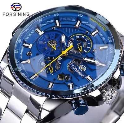 Automatic Men's Mechanical Sports Watch Military 3ATM Hour Date Month Multi Dial • £34.99