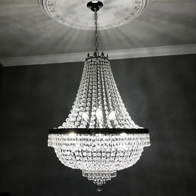 French Empire Crystal Chandelier Lighting 9-Lights Ceiling Light Pendant Lamp • $140