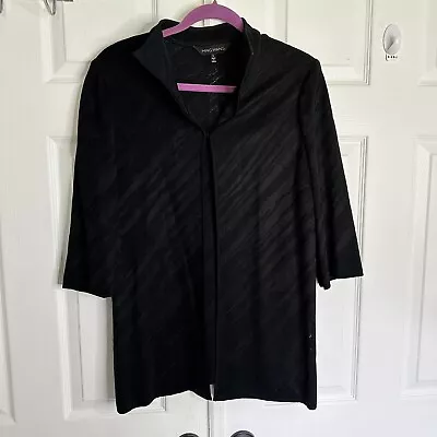 Ming Wang Jacket Knit Sz Large Black Open Front Cardigan Top 10 12 • £56.94