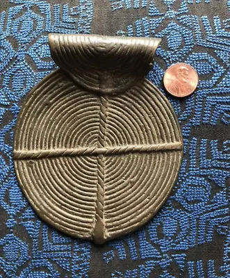 (B) Antique Bronze Nagaland India Belt Pendant Spiral Circle LARGE • $260