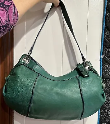 Banana Republic VTG Teal Green Leather  Zip Hobo Shoulder Bag Purse 32 • $34.99