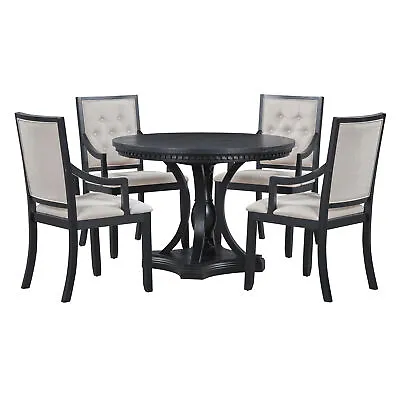 5-Piece Counter Height Dining Round Extendable Table Set Rustic For Dining Room  • $912.27