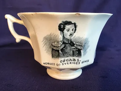£13.99 • Buy 19th Century Pearlware Pottery Cup Commemorating King Oscar 1 Of Norway & Sweden
