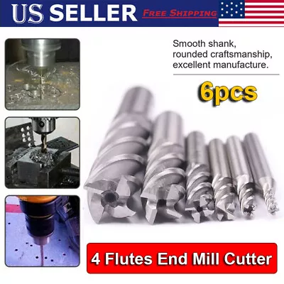 6pcs LSTOPGO HSS 4 Flute Spiral End Mills Cutter Drill CNC Milling Machine Bits • $16.71