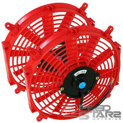 2x 7  1550 Cfm Red Slim Electric Cooling Radiator Fan • $40.88