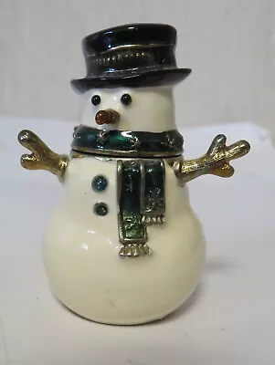 MONET Holiday  SNOWMAN   2011 Collectible Enamel Keepsake Trinket Box • $19.95