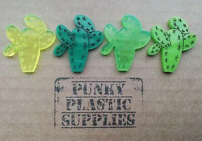 3x Cactus Laser Cut Acrylic Charms/pendants/ Cabochons/ Jewellery Making • £2