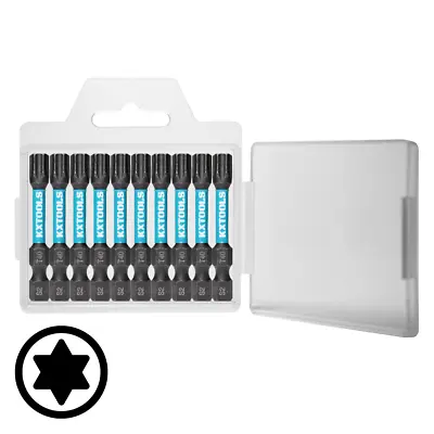 10 X T40 Torx 40 Impact Screwdriver Bits 50mm Magnetic 1/4  Universal With Case • £7.49