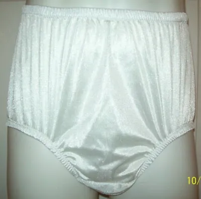 WHITE NYLON TRICOT 2 Layer Wider Crotch PANTY * ENCASED BRIEF * 30  - 44   L • $24.99