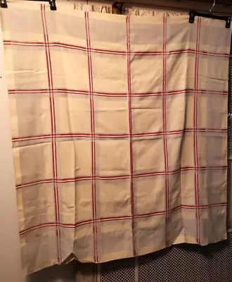 VTG Cotton Card Table Tablecloth Grey & Red Stripeon Yellow. 45 X 48 .  • $15.50