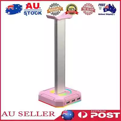 $24.49 • Buy RGB Headset Stand With 3 USB 2.0 Ports Gaming PC Headphone Holder (Pink)