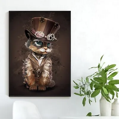 Fun Art Steampunk Cat Canvas Painting Posters And Prints Animal Wall Art Picture • $14.99