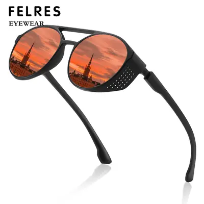 Men Women Steampunk Polarized Sunglasses Round Retro Glasses UV Protection • $10.89