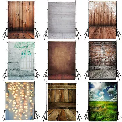 Wood Floor Photo Photography Backdrops Vinyl Studio Brick Wall Backgrounds Props • $12.05