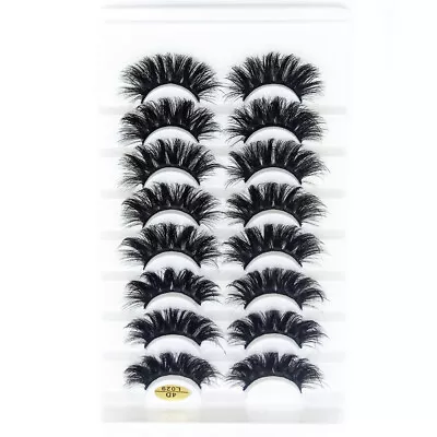 25MM✅4D Mink False Eyelashes Natural Wispies Fluffy Eyelashes Extension 8 Pairs • £4.80