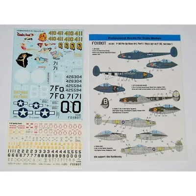 FoxBot Decals 1/48 48-081 P-38 Lightning Pin-Up Nose Art & Stencils  (Part I) • $23