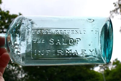 £11.95 • Buy VINTAGE C1900s LARGE SALOP SHROPSHIRE INFIRMARY HOSPITAL MEDICINE CURE BOTTLE