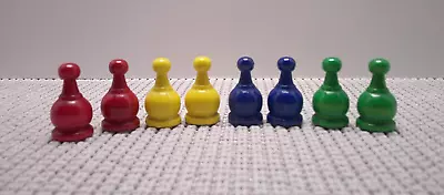 Lot Of 8 Vintage Parcheesi Pawns Yellow Green Red Blue Replacement Pieces Parts • $18.42