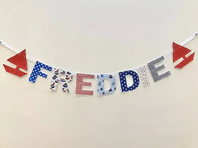 £2.20 • Buy Personalised Boys Fabric Bunting Baby Name Blue,Nautical Nursery £2.20PER LETTER