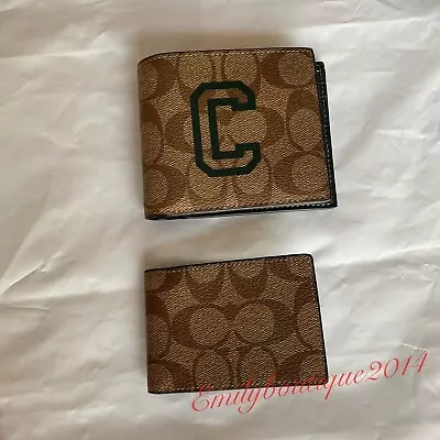 NWT Coach CF611 Men's 3 In 1 Wallet In Signature Canvas With Varsity Motif Khaki • $99.99
