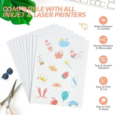 $12.99 • Buy 15Self-Adhesive Matte Printable Vinyl Sticker Paper 8.5 X11  For Laser & Inkjet