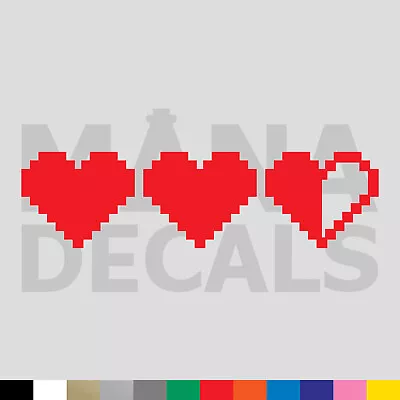 8 Bit Hearts Vinyl Die Cut Decal Sticker - Video Game The Legend Of Zelda LOZ • $2.49