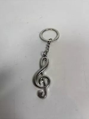 Music Symbol Treble Clef Silvertone Keyring Charm Accessory • $6