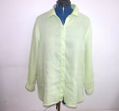 J Jill Green Linen Blouse Shirt L Top Women's • $16.99