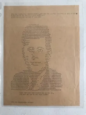 Rare JFK ASCII Art By San Francisco Mime Troupe - Vintage Political Collectible • $3499.99