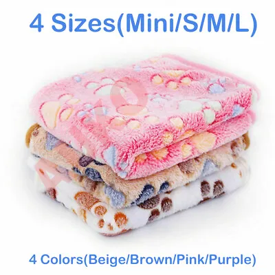 $16.99 • Buy Warm Pet Mat Paw Print Cat Dog Puppy Fleece Soft Blanket Bed Cushion SML Size