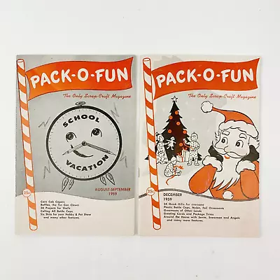 Lot Of 2 Children's Pack-o-Fun Magazine Vintage August-September December 1959 • $10