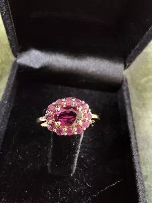 9ct Gold Rhodolite Garnet Ring Size K • £175