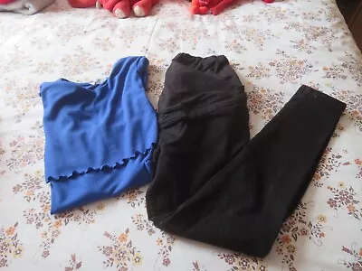 Maternity Bundle Size 12 & 12S DP & New Look Black Jeggings & Blue Top • £7.99