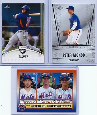 $11.95 • Buy (3) Tim Tebow & Pete Alonso 2016-18  Leaf Baseball 3 Card Rookie Lot! Ny Mets!